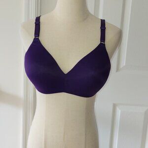 Warner's Wireless Purple No Side Effects Bra with Mesh Wings 38B RM3481A
